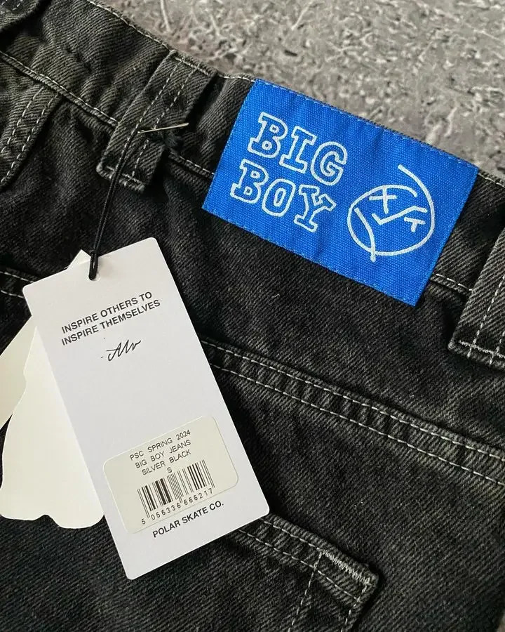 Harajuku Gothic Streetwear Polar Big Boy Jeans Japanese Hip Hop Cartoon y Baggy Jean Black Pant High Waisd Wide Trouser 250219
