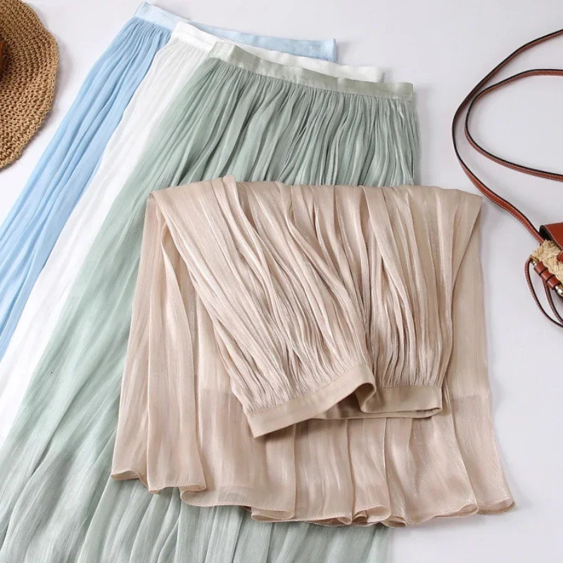Ladies Casual Temperament Long Skirt Jupe Summer Aline Maxi Skirts for Women Clothing Saias Harajuku Bottoms Faldas Streetwear 250220