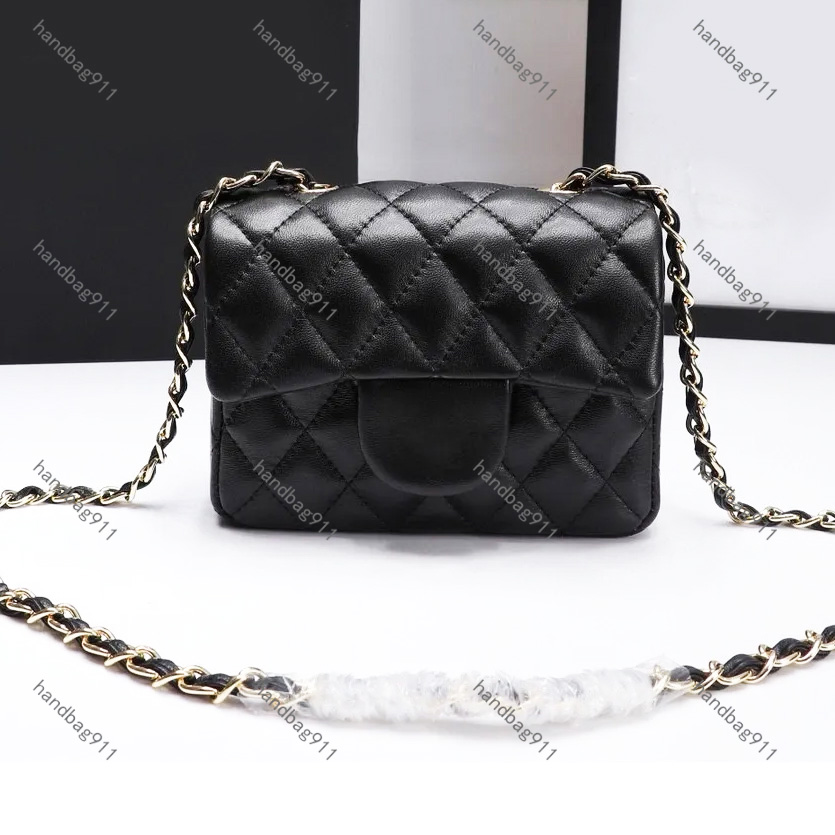 luxury lambskin handbag designer bag fashion mini flap purse brands tote black side bags woman metal classic handbag lady High quality crossbody with chain dust bag