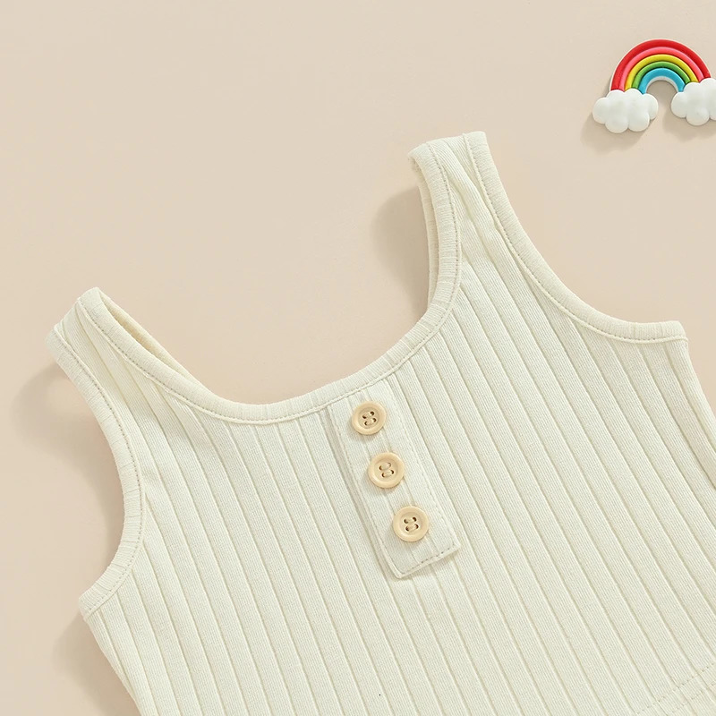 -05-07 Lioraitiin 0-8Years Kid Girls 2Pcs Summer Pants Suit Sleeveless Knitting Vest Tops Solid Drawstring Shorts 250219