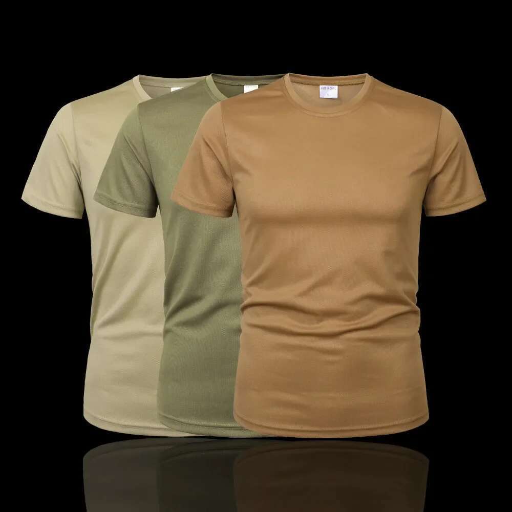MEGE-Men's Short Sleeve Round Neck T-shirt, Brand Clothing, Solid, Breathable, Quick Drying, Casual
