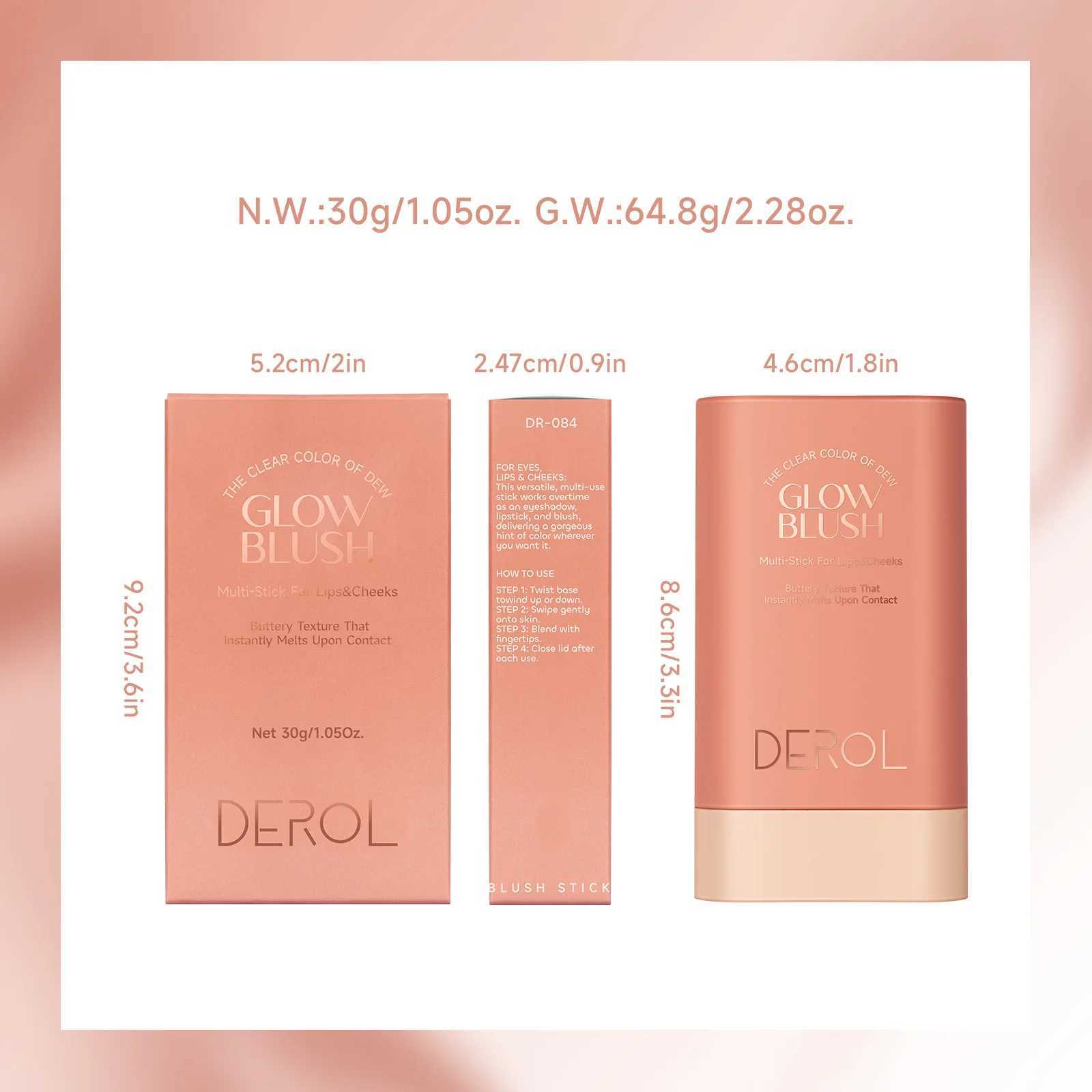 DEROL matte velvet long-lasting sweat resistant B stick 30g natural nude contour shiny composite solid red B makeupW250220