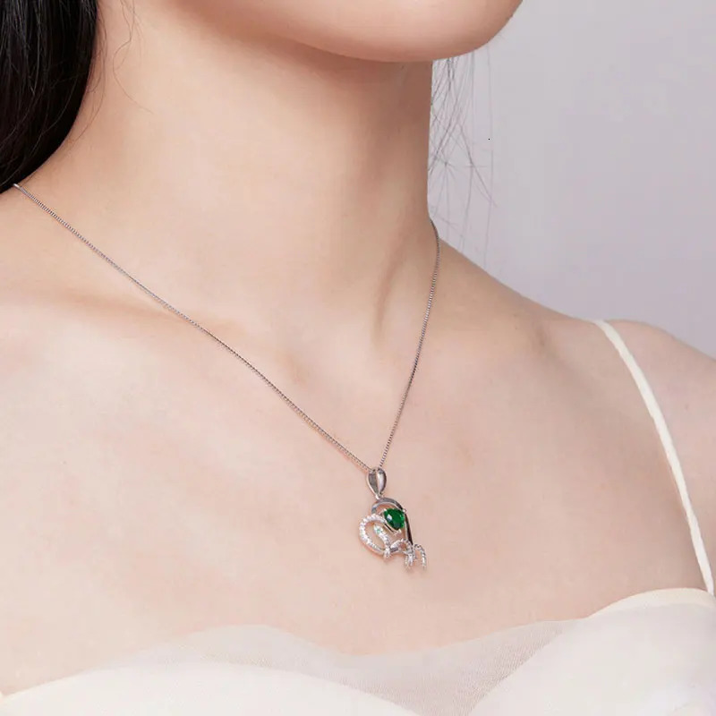 Home>Products>925 sterling silver chain jade heart snake pendant necklace>Womens jewelry free delivery birthday gift 250220