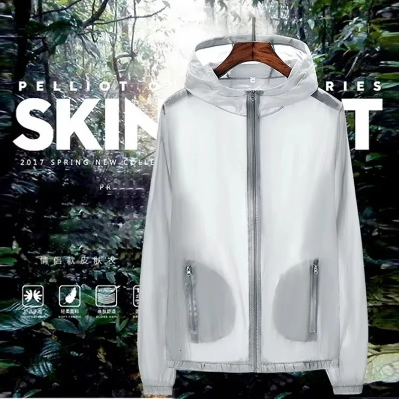 S-7XL Size Men Women Teens Ultrathin Ultralight Transparent Quick Dry Sun-Protective Camping Hiking Jacket Skin Coat Windbreaker 250219