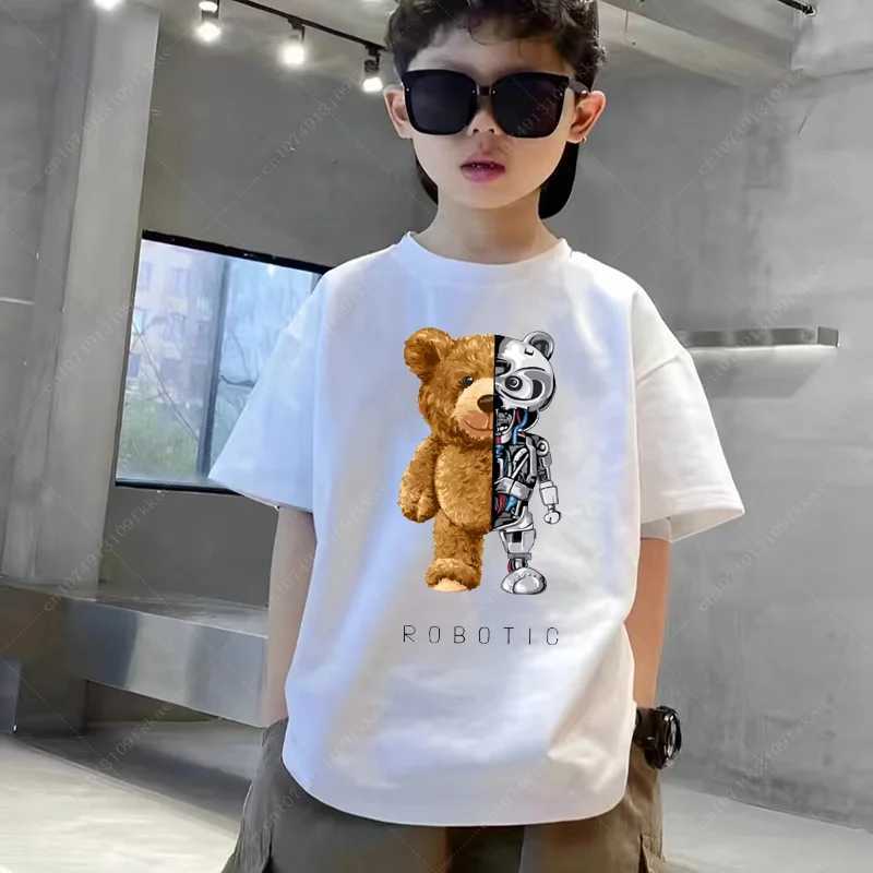 T-shirts Funny Bear Boy Girl Cute Cartoon Shirt Kid Summer Animal Anime Tops Tee Children Baby Family Group Clothes Unisex Teenager 3-14y H250220