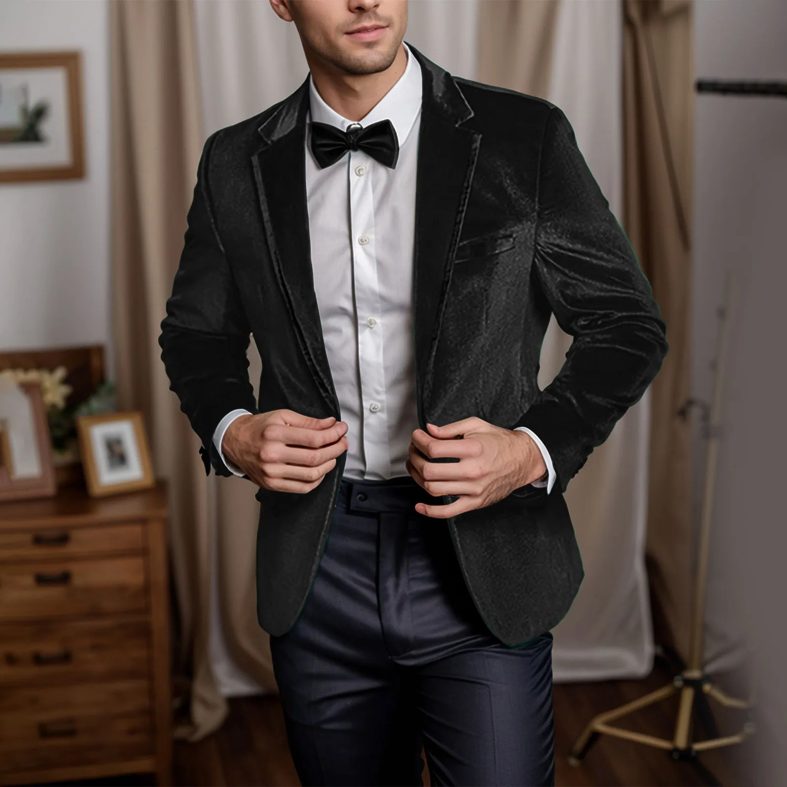 Vintage Green Velvet Mens Ultra Thin Set Groom Tuxedos Groomsmen Wedding Party Dinner Mens Exquisite Party Set 250220