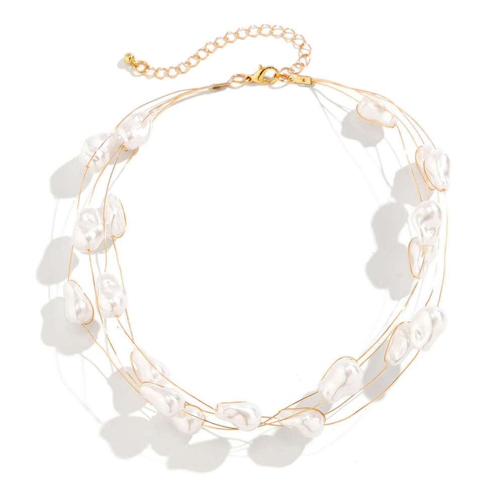 Hot selg accessories, minimalist necklace, niche beaded collarbone chain, Baroque imitation pearl necklace for women