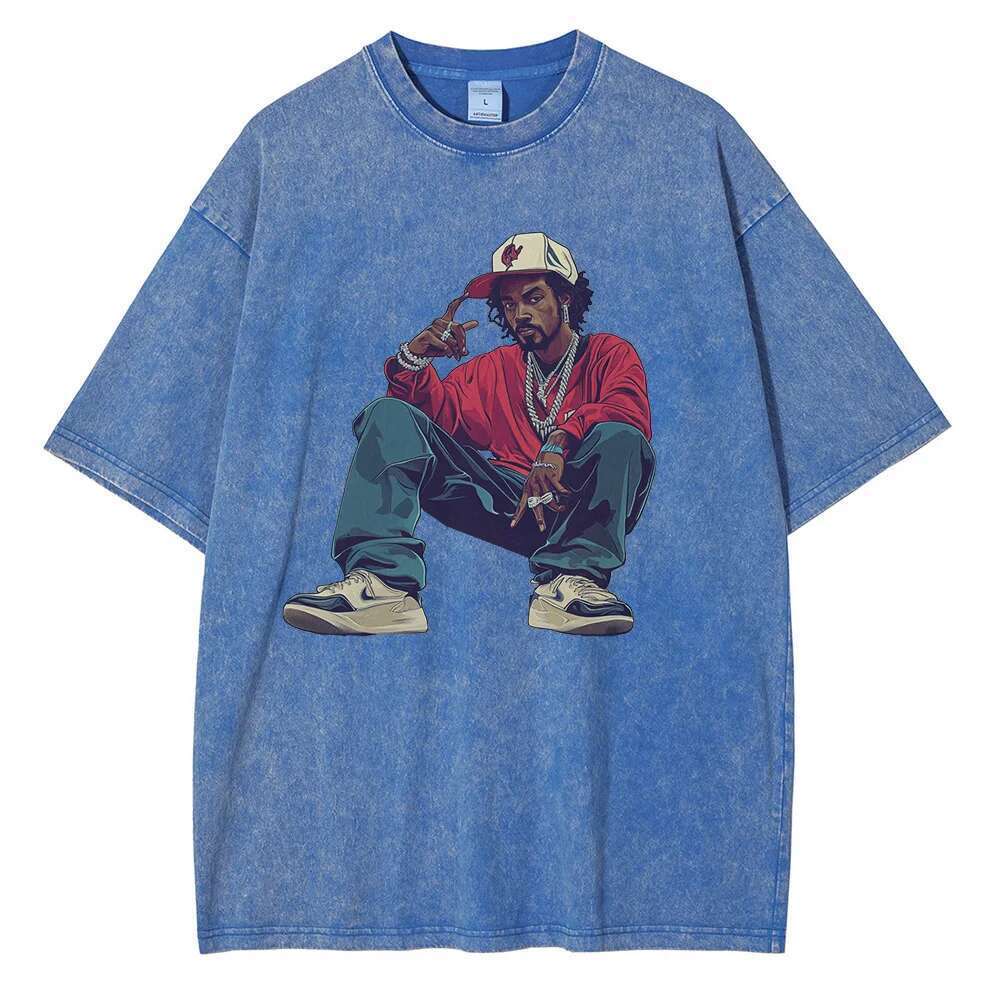 T-shirt in Heavy Cotton with Characters Hip Hop, Graphic, DistMurcia, Washed, Retro, Gothic