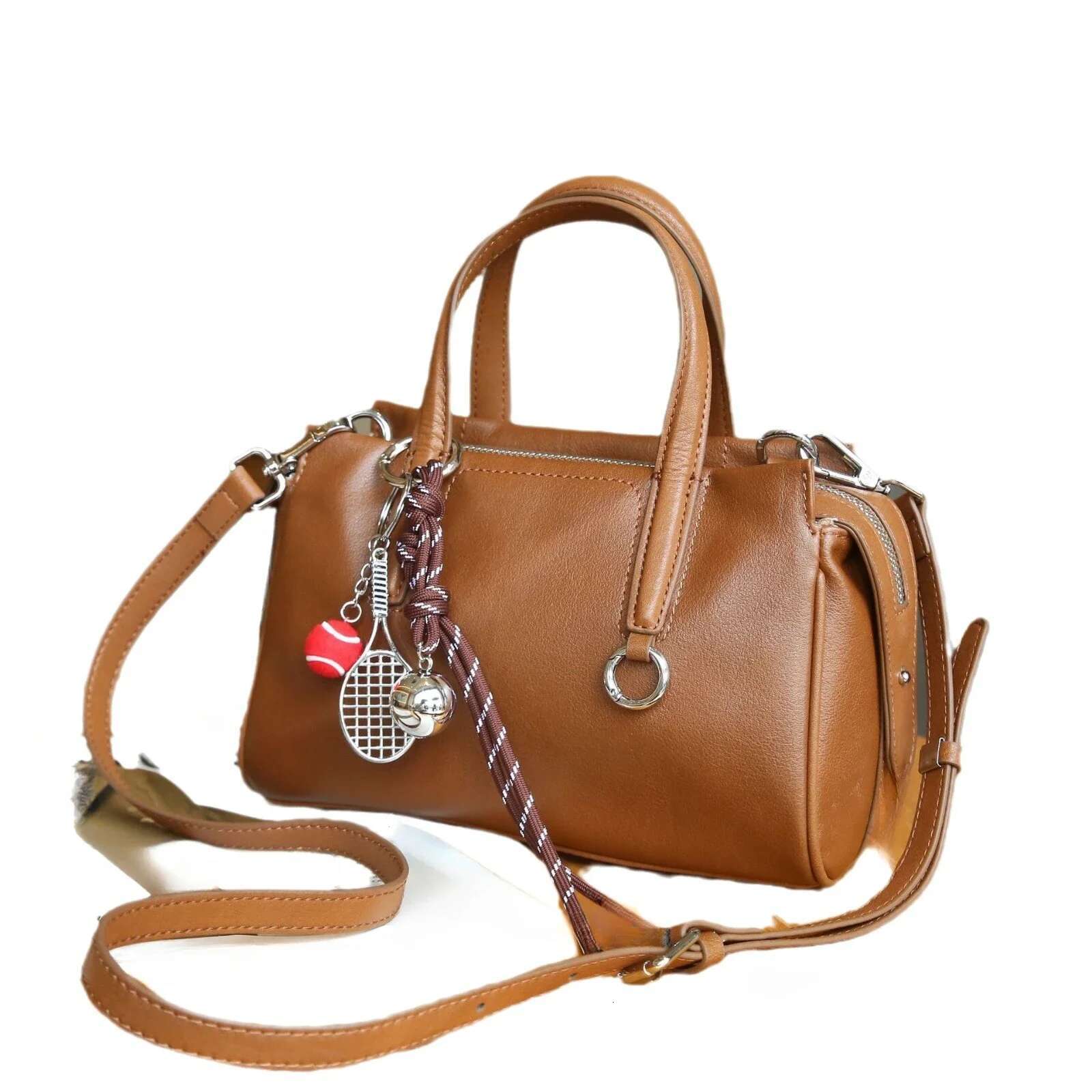 Dropship Vegetable Tanned Top Layer Cowhide Leather Women Handbag Coffee Wine Red Color Female Shoulder Bag