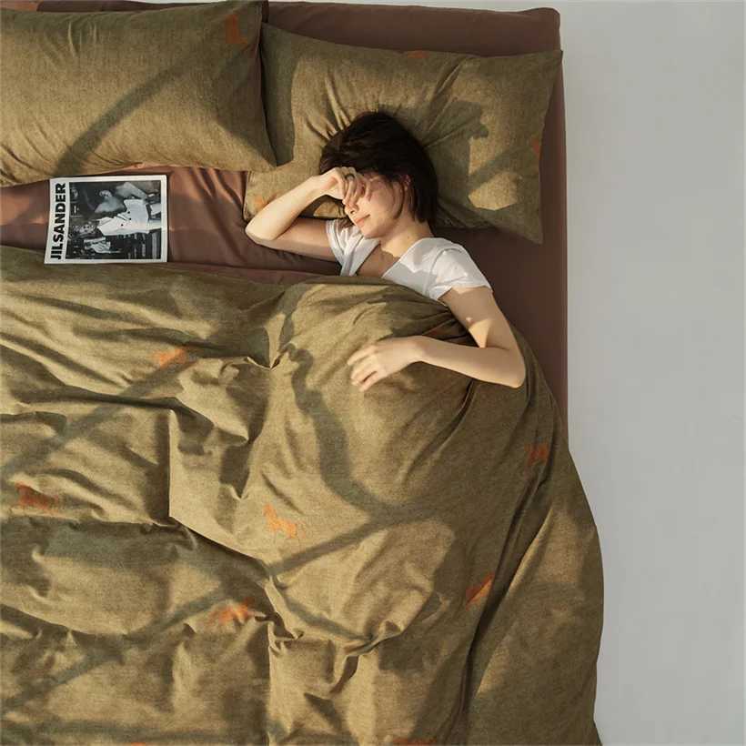 100% Egyptian Cotton Bedding Sets Bed Linen Ru Europe Queen King Family Size Duvet Cover Sheet case Printed Bed Sheet Set Y250219