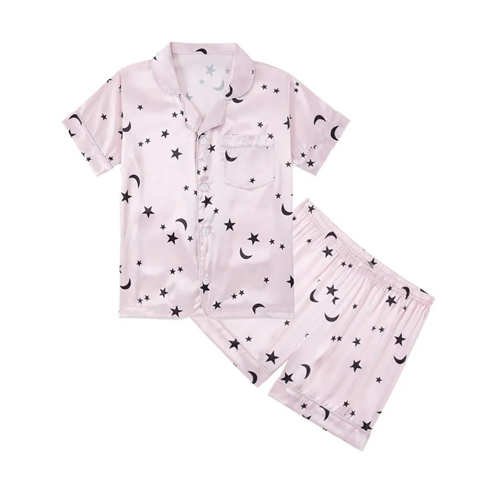 Children Clothing Children Printed Lightweight and Comfortable Home Pajama Set Boys and Girls Short Sleeved Shorts Pajama Set 250219