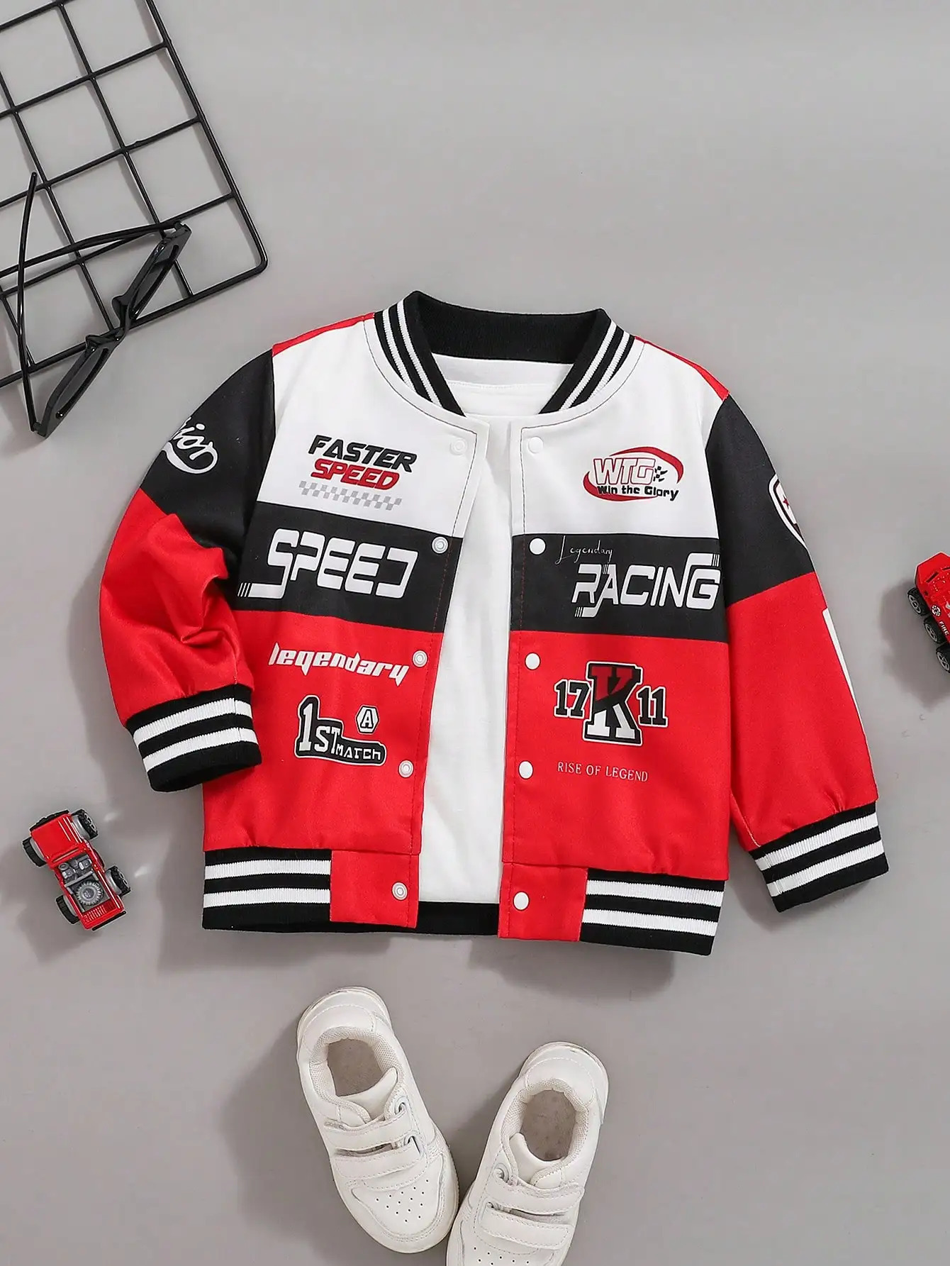 Spring And Autumn Baby Boy Fashion Trend Street Casual Outdoor Vacation Jacket Patchwork Letter Printed Coat 250220