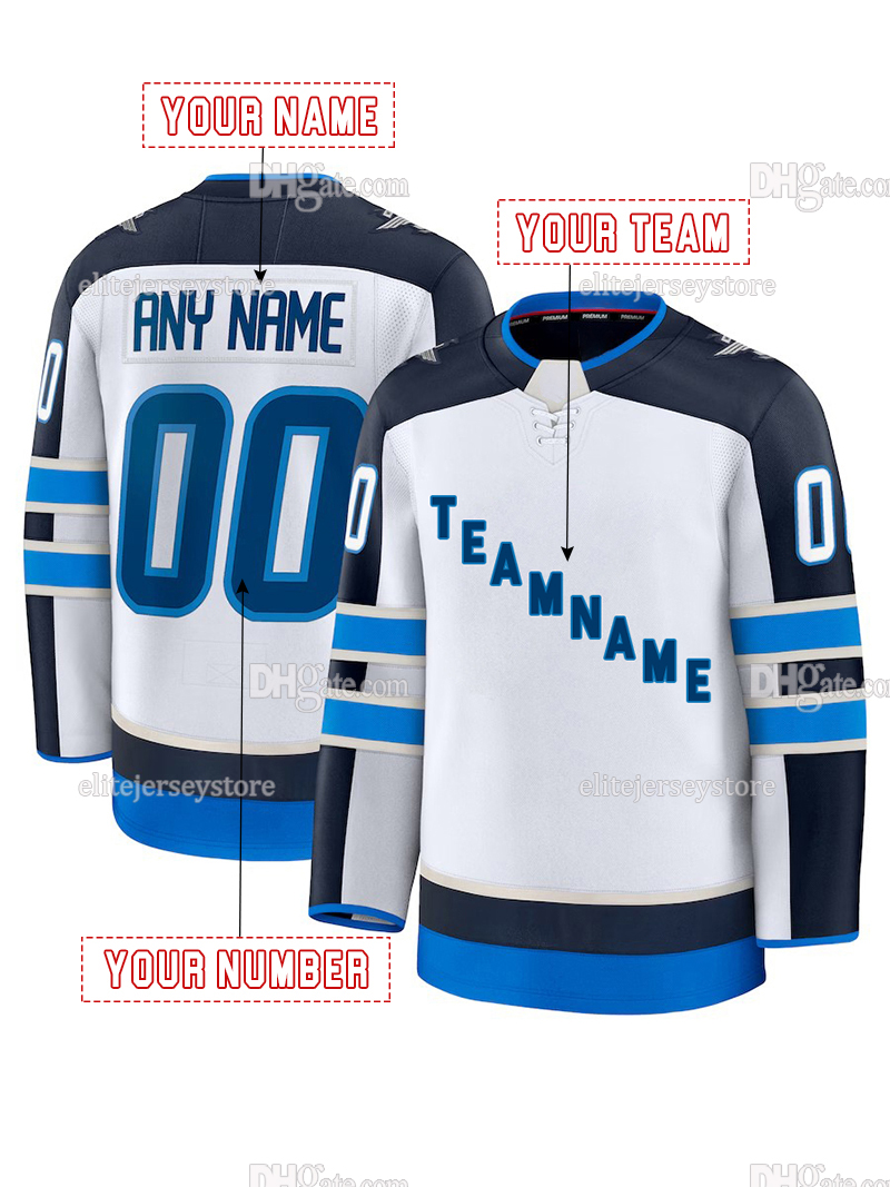 Personalized Custom Hockey Jersey Hellebuyck Lowry Scheifele Vilardi Iafallo Miller Embroidered Letter Number Design