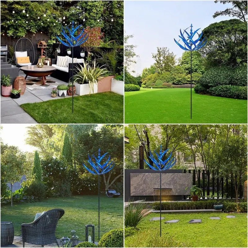 Harlow Wind Spinner Metal Windmill 3D Wind Powered Kinetic Sculpture Lawn Metal Wind Solar Spinners Yard Garden Decoration 250220