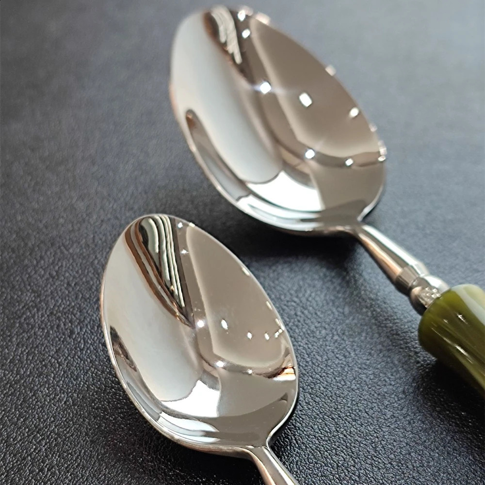 Resin Cutlery Bamboo Style 18/10 stainless steel 304 Classical Flatware Dinnerware Set Silver Drop 250214