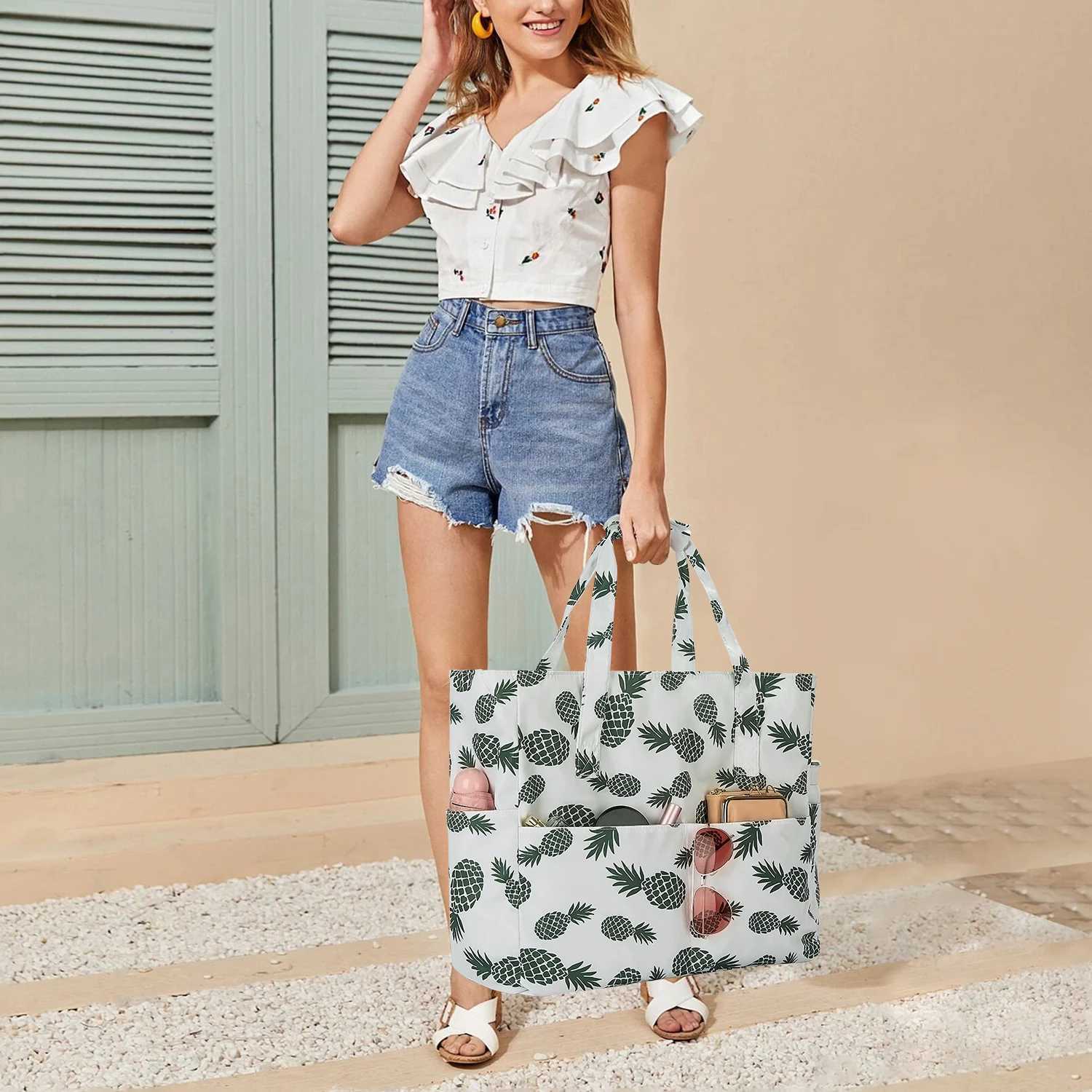 Waterproof Beach Pool Bags Tote for Women Ladies Large Gym Tote Carry On Bag With Wet Compartment Travel Storage Bag Fashion Z250219