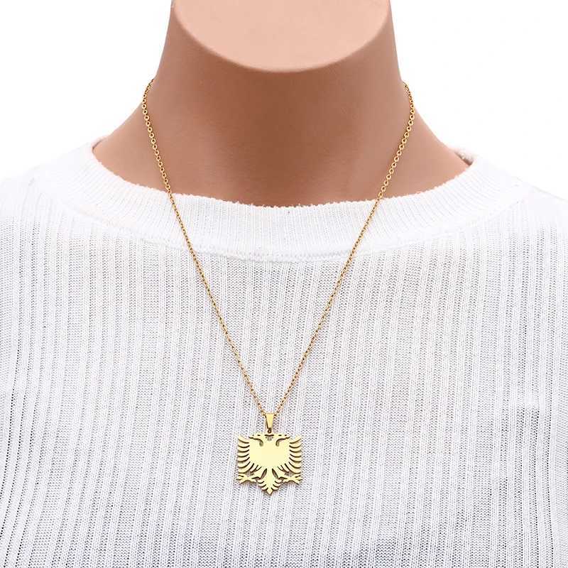 Fashion Albania Pendant Necklace for Women Men Gold/Silver Color Party Engagement Annivers Stainl Steel Jewelry GiftsXJ250219