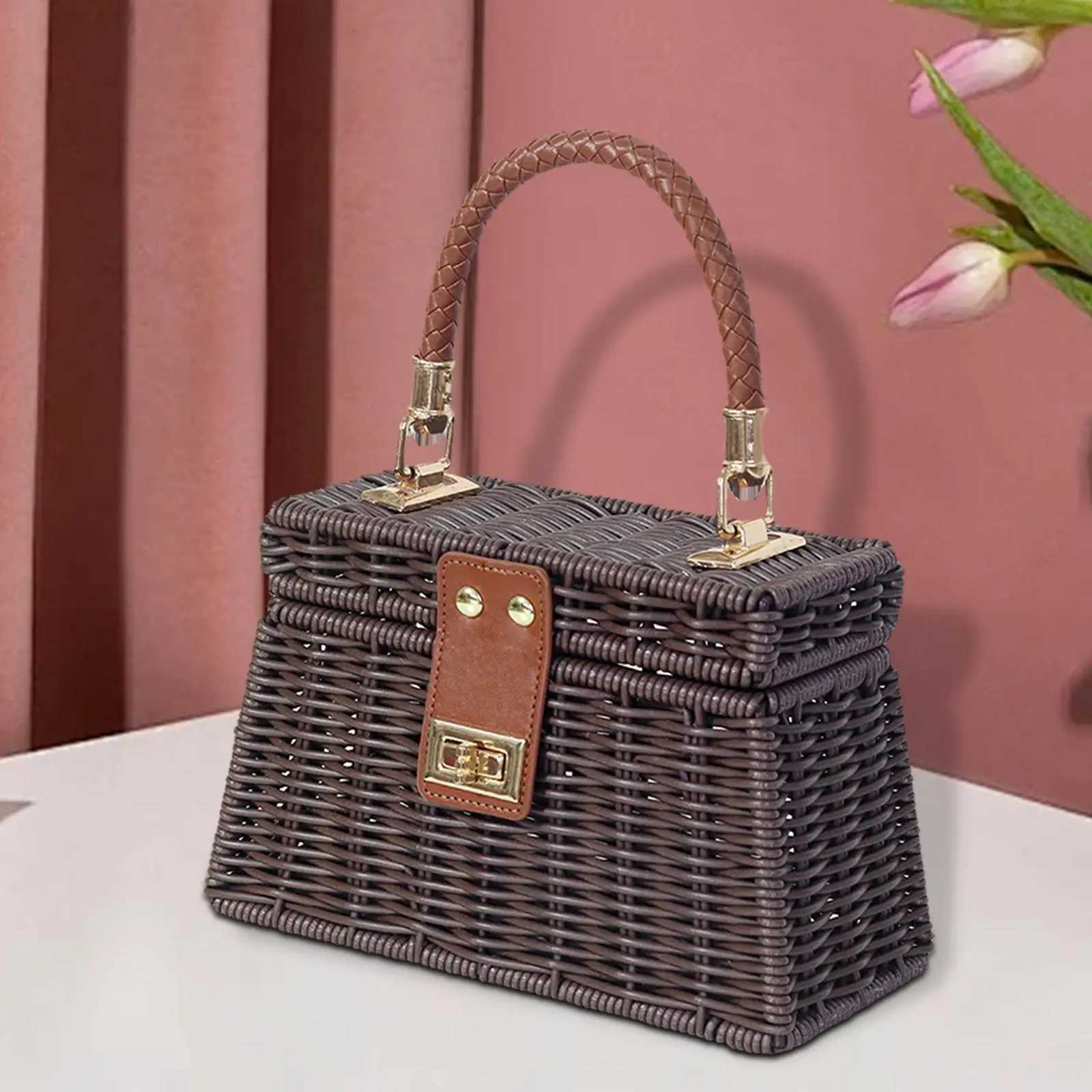 Woven Tote Bag Handbag Versatile Beach Bag for Work Wedding Spring Beach Summer Z250219