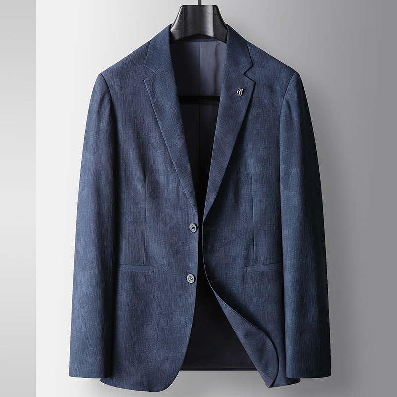 D219Elegant Men's Lightweight Blue Single Suit - Perfect for Professional Spring/Autumn Wear