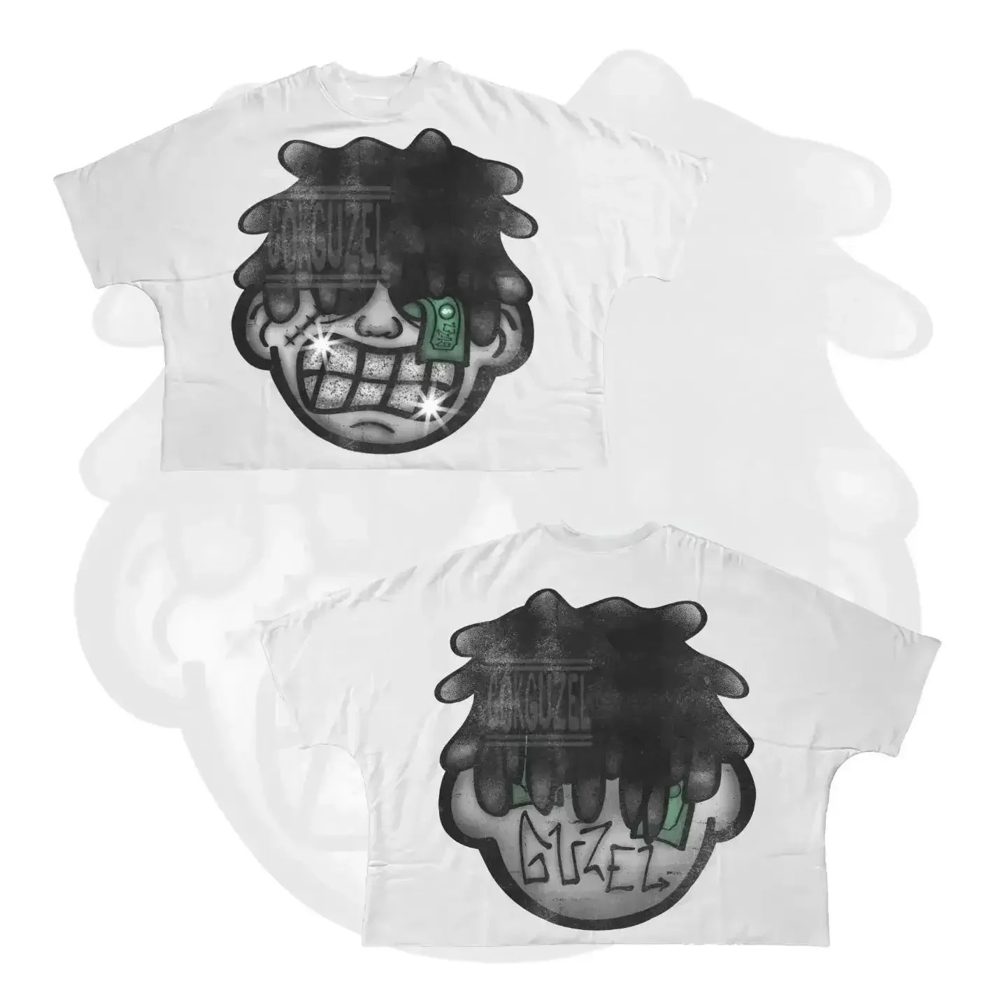 Classic Y2K Short Sleeve Women Harajuku Gothic Cartoon Characters Graphic Printed Oversized Hip Hop Cotton Material T Shirt 250213