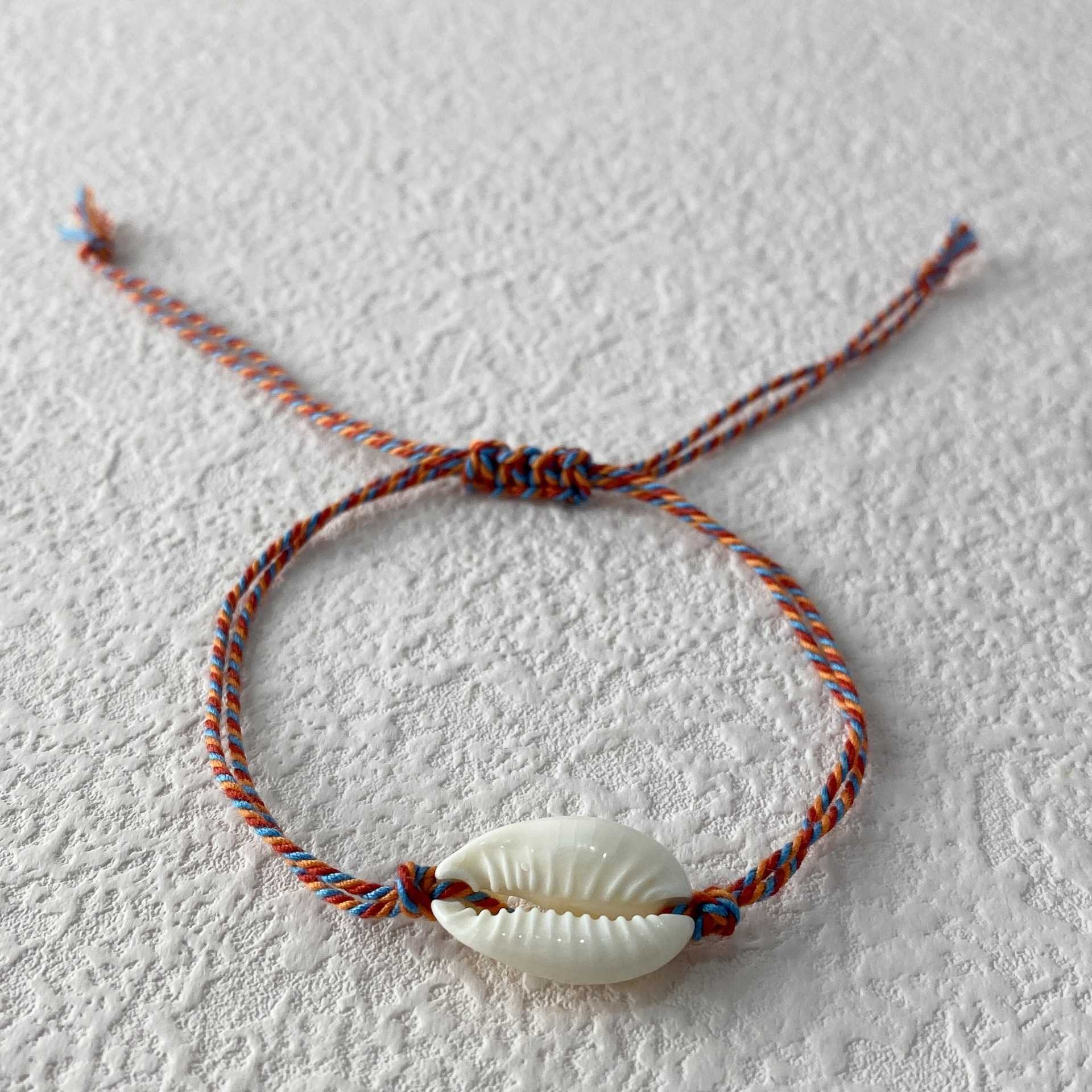 Charm Bracelets Summer Beach Surfing Bracelet Shell Cotton Rope Hand Woven Natural Shell Handpiece TEMU H25220