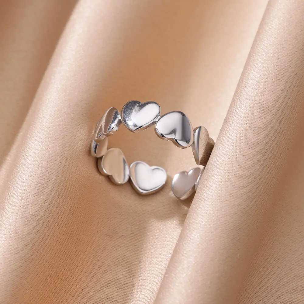 Rings For Wen Gold Color Stainless Steel Opening Ring Wedding Aesthetic Accessories Party Jewelry Gift BFF rings X250220