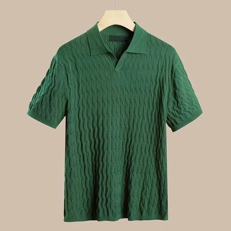Mens Short Sleeve Polo tShirts Slim Fit Knitted Shirts Man Breathable Business Casual Tops Comfortable t Shirt Clothes 250220