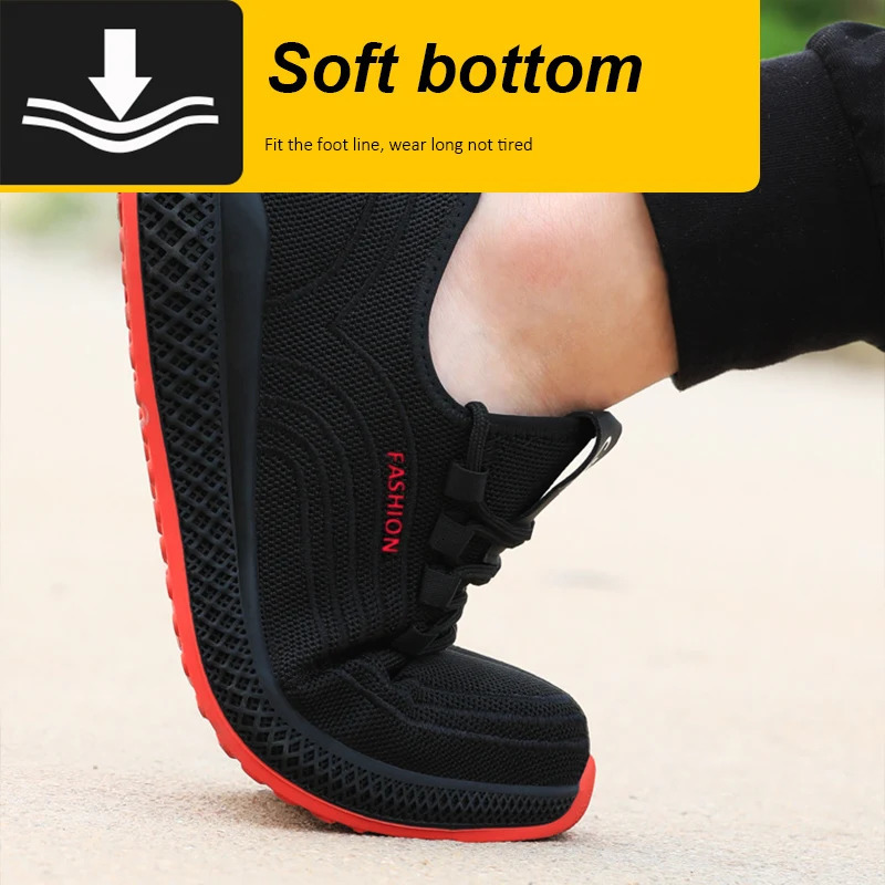 Manlegu Air Mesh Steel Toe Work Shoes Breathable Working Women Man Safety Lightweight PunctureProof Boots 250219