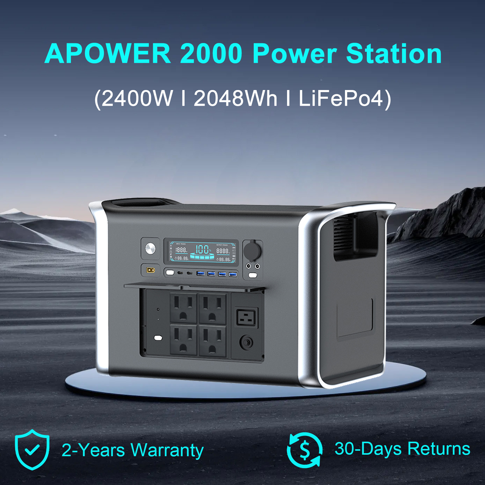 2400W 110V Camping Portable Power Station PowerBank Solar Generator 2600W 220V Lifepo4 Battery Storage RV Backup Energy System