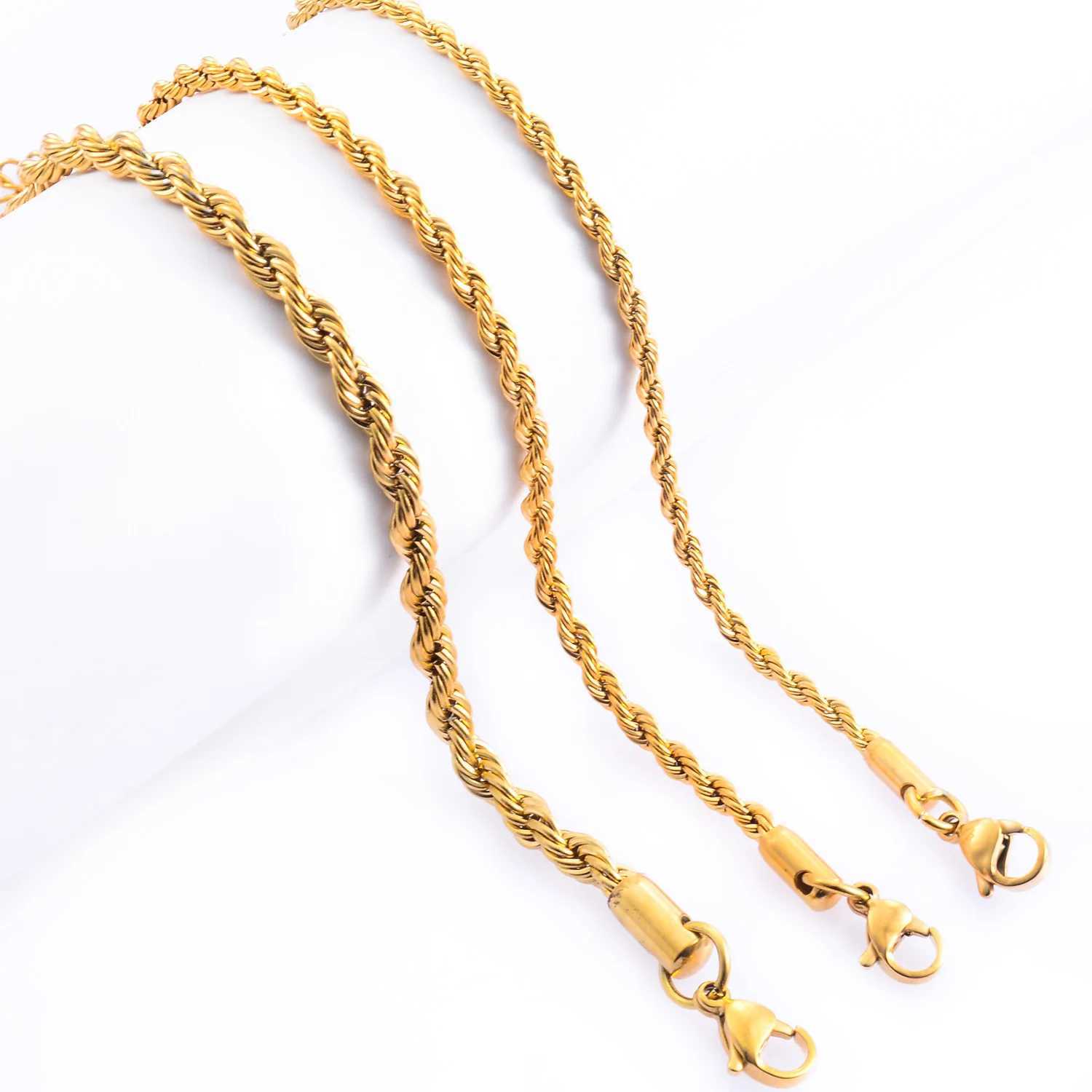 2//3/4mm Stainl Steel Rope Chain Bracelet For Woman Girl Gold/Silver Color Classic Fashion Jewelry Gift WholesaleXJ250219