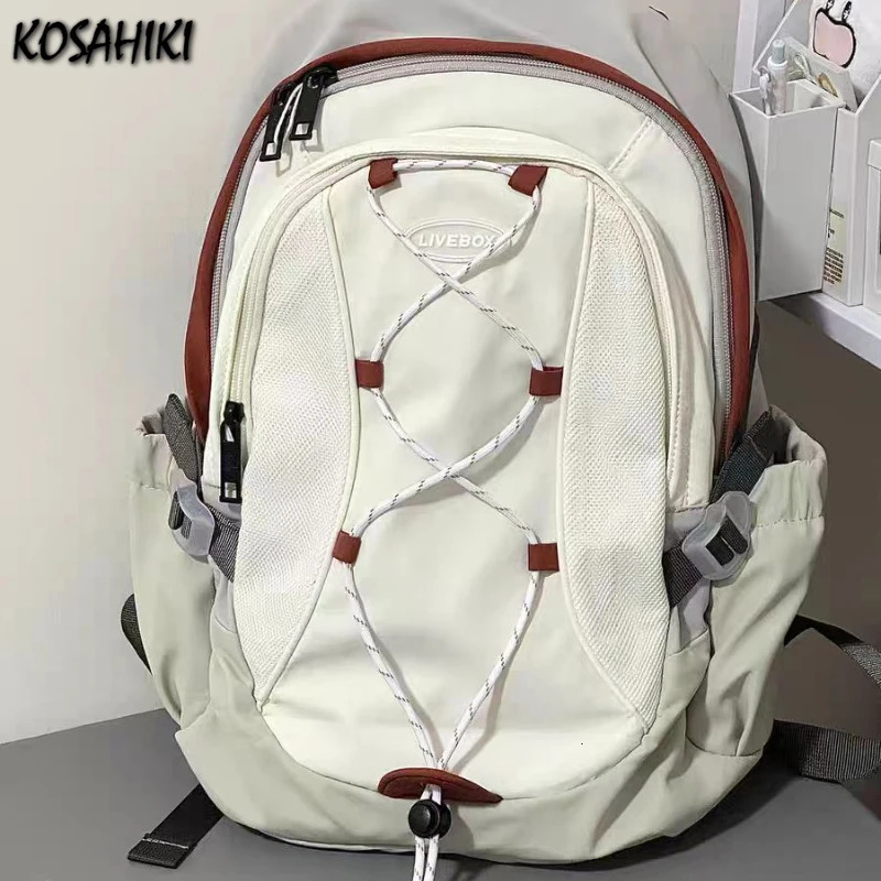 Women Casual Outdoor Traveling Rucksacks Korean Fashion Vintage Students Backpacks Contrast Color Sweet Y2k Aesthetic Schoolbags 250122