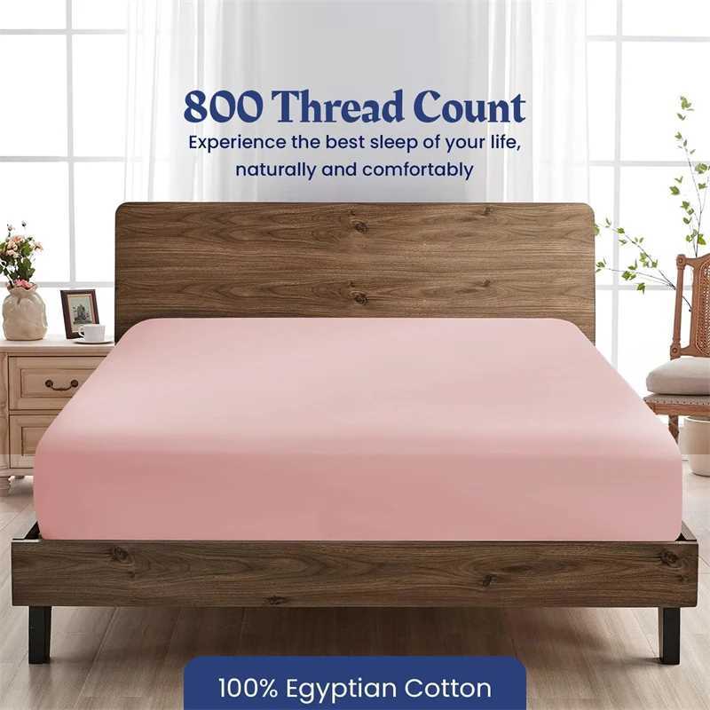 Luxury 800TC Egyptian Cotton Bed Sheet Set 3 Pieces Sets (1x Fitted Sheet and 2x case) Ultra Soft Mattress Cover Solid Y250219
