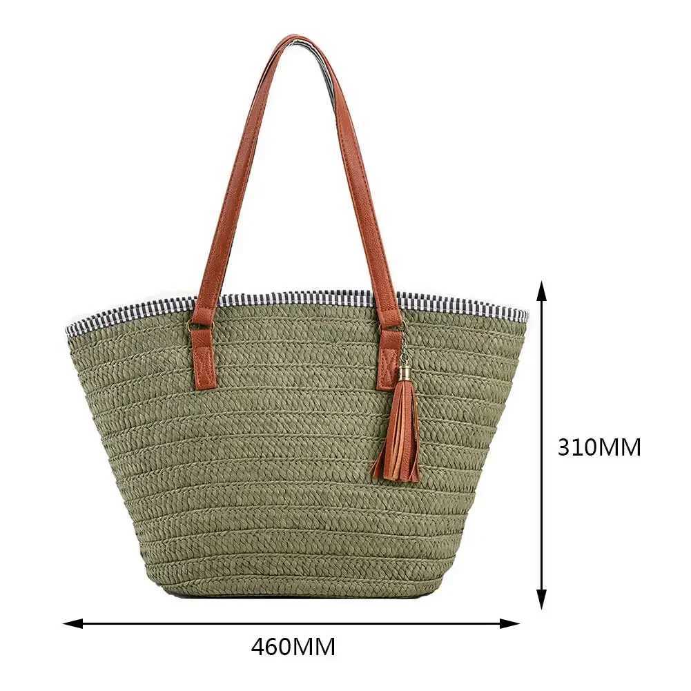 Weave Tote Bag Summer Beach Straw Handbags and Purses Female Bohemian Shoulder Bags for Women 2023 Lady Travel Shopping Bags Z250219