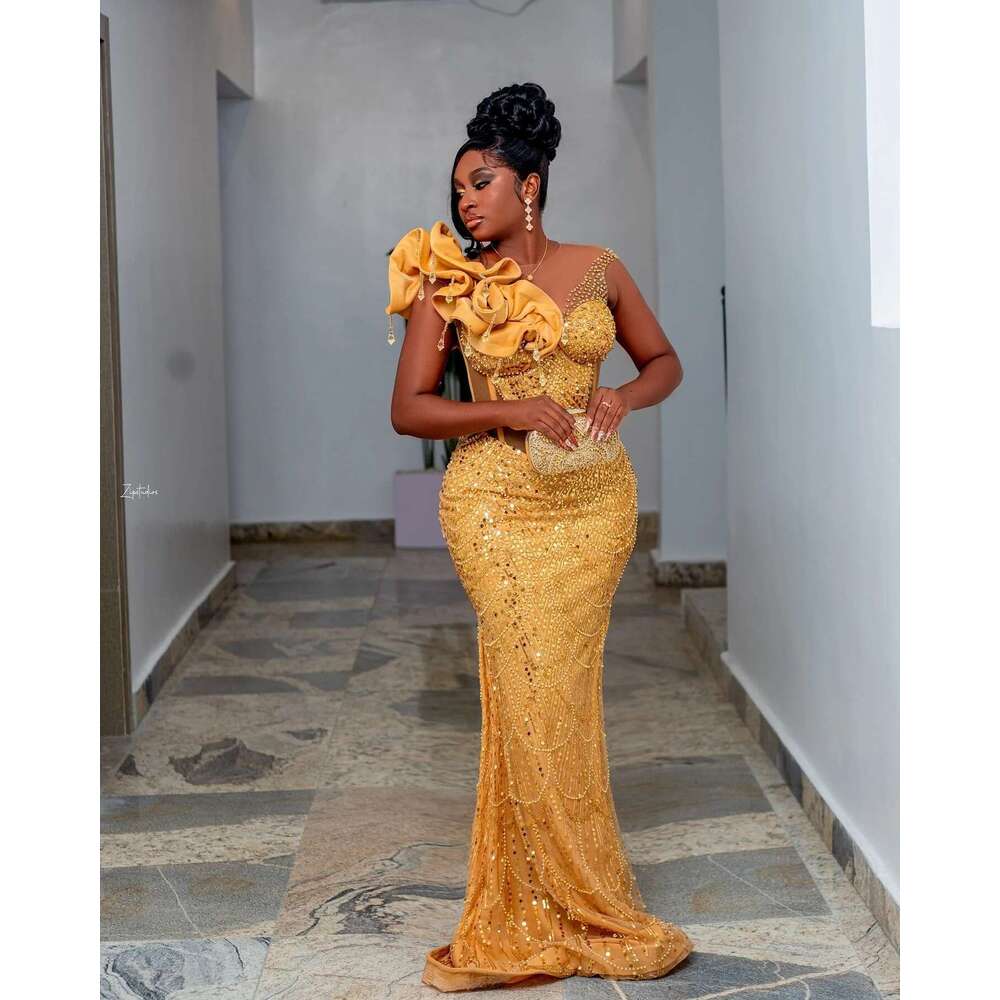 Customized 2025 golden illusion mermaid prom rhinestones sequins formal evening party birthday dresses zj184