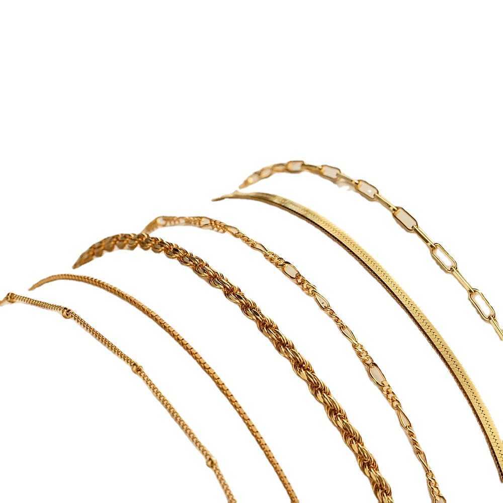 Charm Bracelets Bohemian Minimalist Handicraft Metal Figaro Chain Womens Set Multi layered Chain Minimalist Bracelet H25220