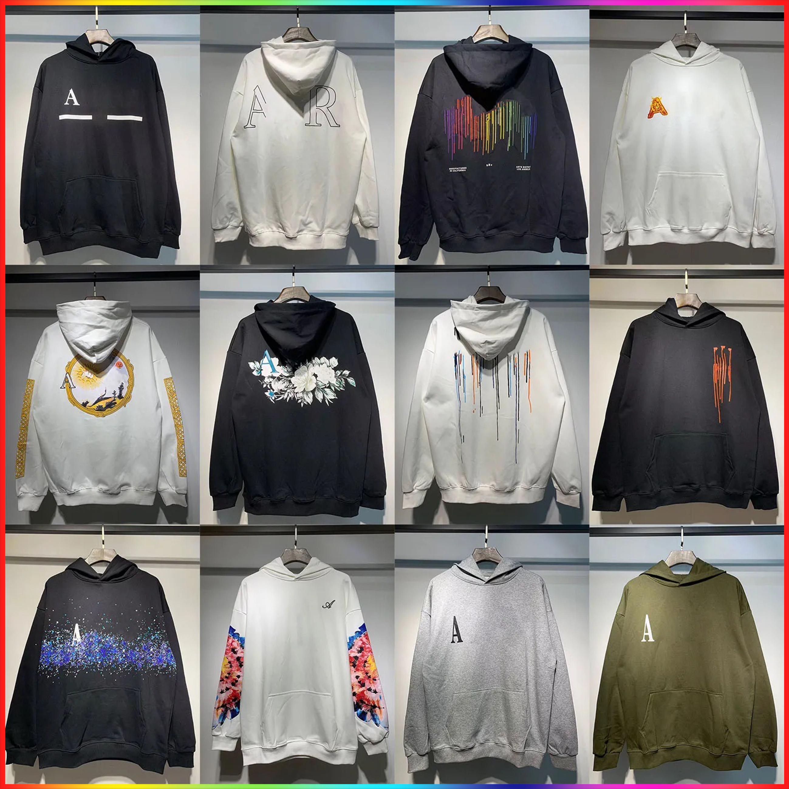 5A New Designer Mens Hoodie Ink Graffiti Letter Pattern Print Pullover 25SS High Street Vintage Autumn Winter Cotton Sweatshirt Women Leisure streetwear