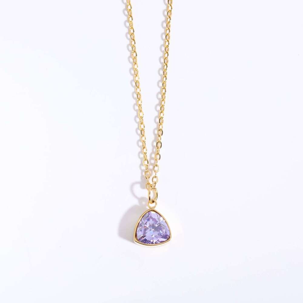 Titanium Steel Twee Necklace Born in December Lock Bone Chain Birthday Personalized Jewelry Zircon Stone