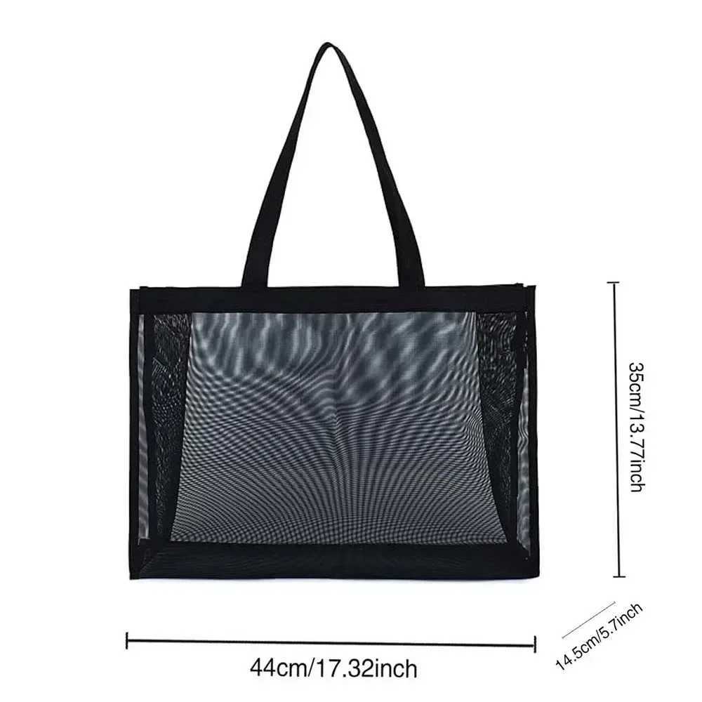 Mesh Shopping Bag Transparent Tote Bags Travel Storage Handbag Women Wallets Organizer Grid Package Rose Gold Printing Series Z250219
