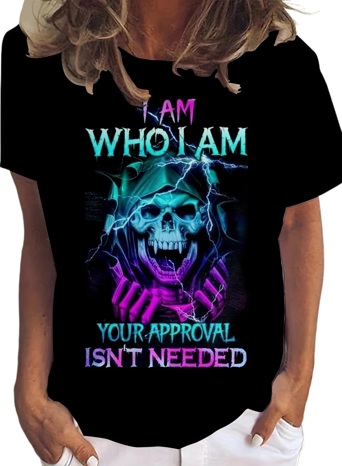 Skull Letter Printed Round Neck T-shirts For Spring And Summer Casual Short Sleeved Tops Tshirt For Women's Fashion Designer T Shirt