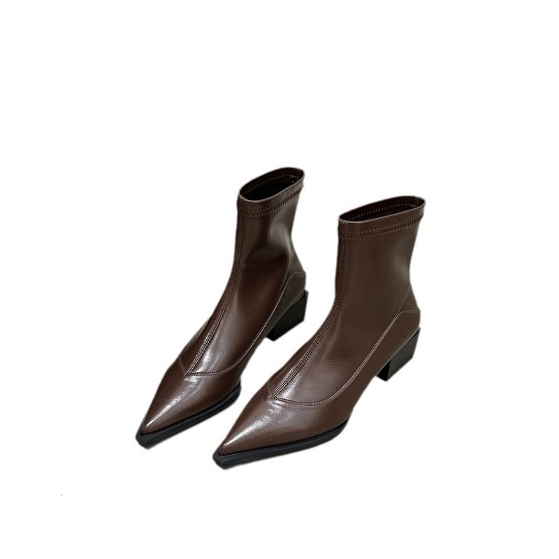 S Pointed Short For Women, New 2024 Autumn Winter Women's Fashion, Thick And Slim Boots, Niche Design, Martin Boots