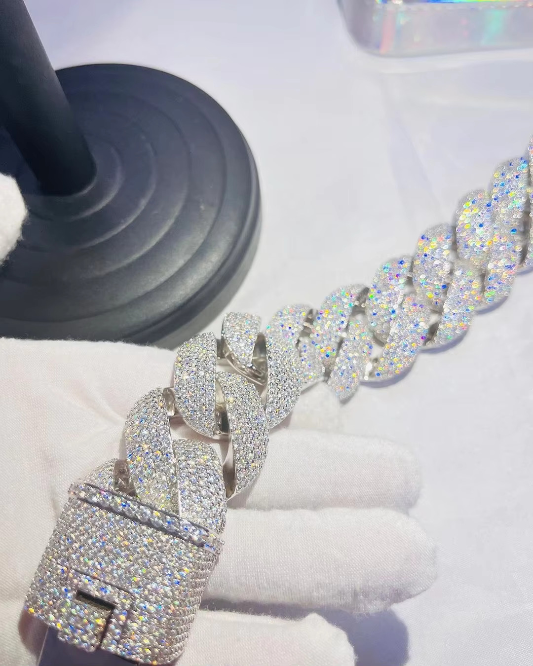 Heavy duty VVS Moissanite Thick Guba Chain Iced Out Hip Hop Rap Singer Sier Necklace Bracelet for Men