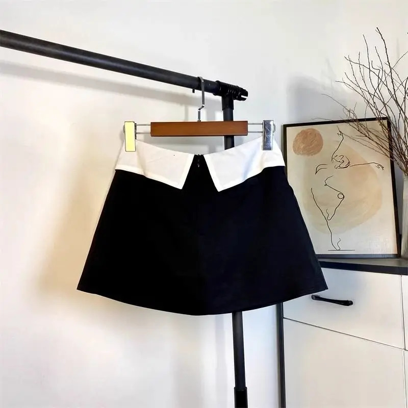 High Waist Contrast Striped Aline Skirt Spring Summer Street Allmatch Loose Midi Vintage Elegant Womens Clothing 250220