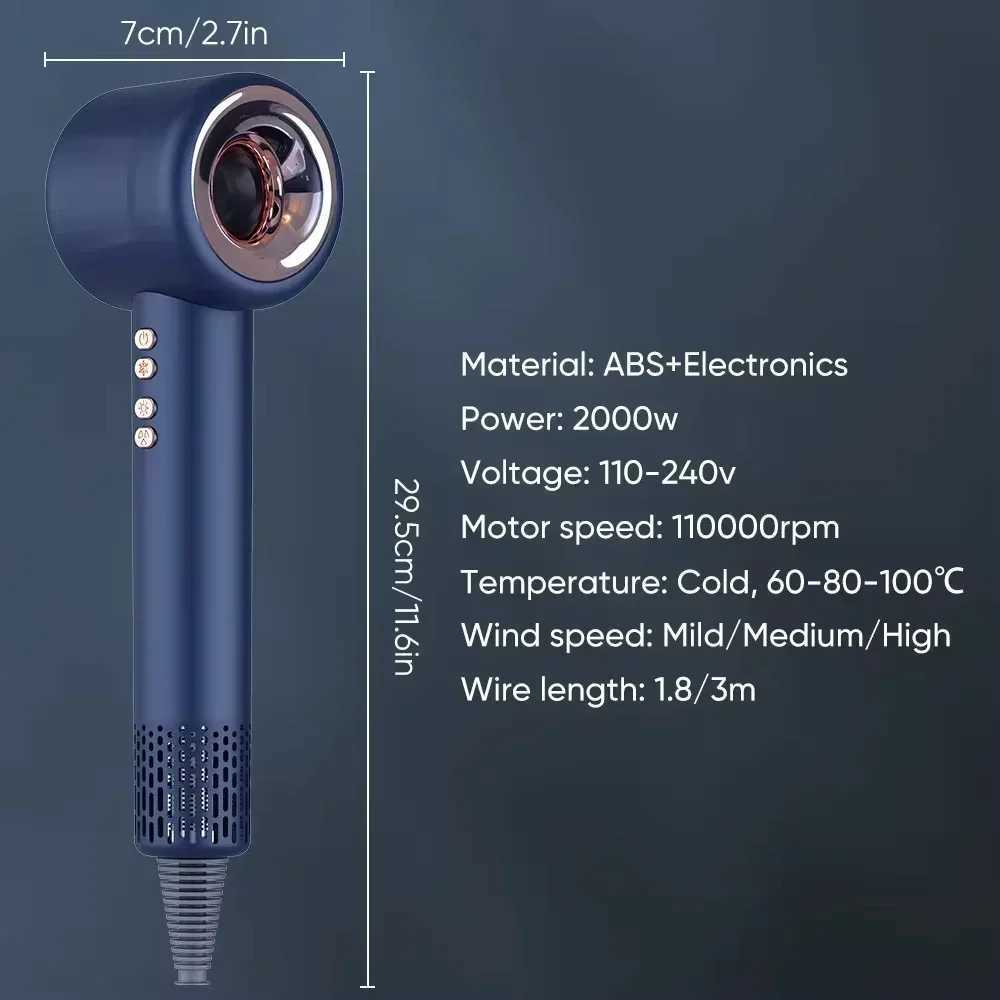 600w professional hair dryer 220v fast drying constant temperature hair care household leafless negative ion hair dryer W250220