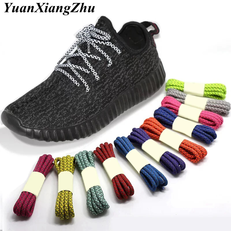 1Pair 19 Colors Reflective Shoelaces Round Sneakers Shoe Laces Kids Adult Outdoor Sports Length 100 120 140 160CM w250219