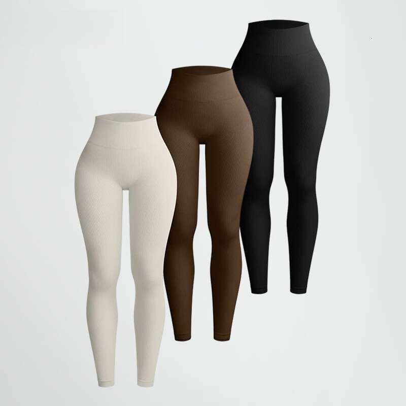 Threaded elasticity tight pants for outerwear, high waist hip lifting, seamless yoga quick drying, breathable, sweat wicking cycg and fiess pants, 202