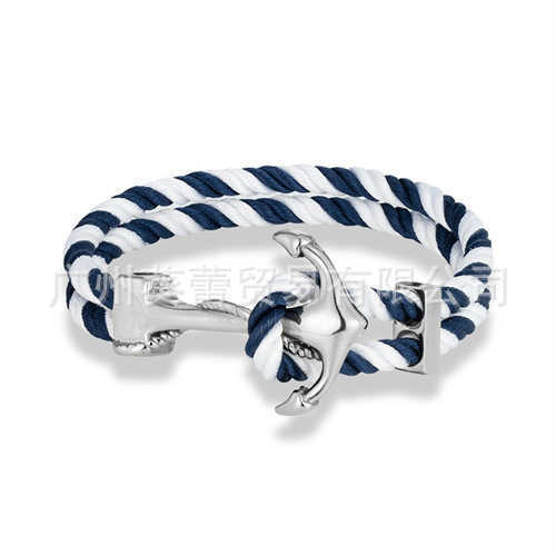 Charm Bracelets Classic navy style stainless steel anchor bracelet for mens casual double stranded multi-color sailing surfing bracelet H25220