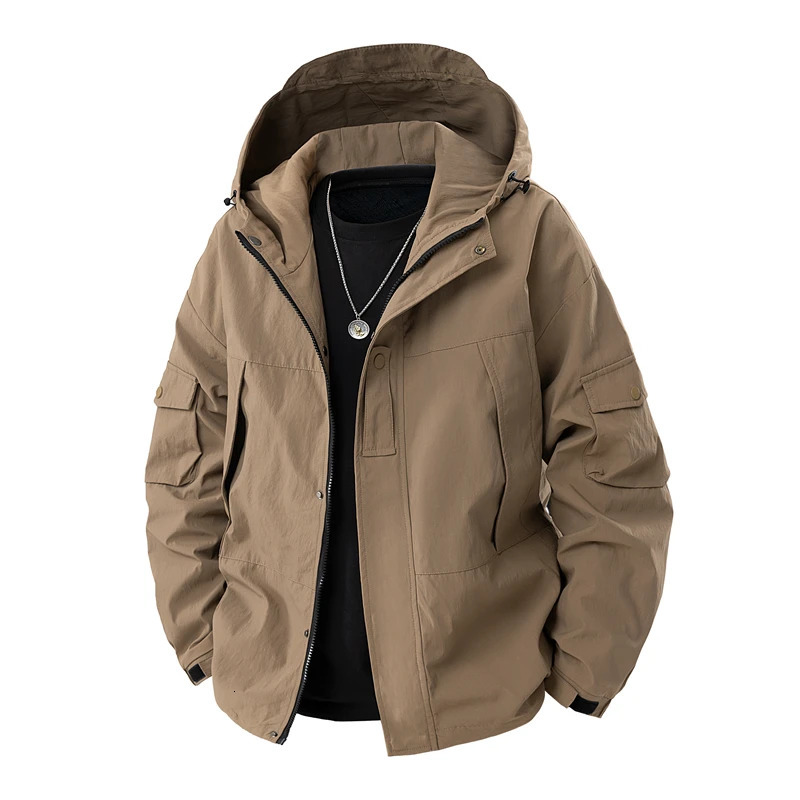 TAFN Spring Autumn Loose Solid Color Versatile Human Outwear Zipper Style Pockets Youth leisure Cotton Men Jacket 250214