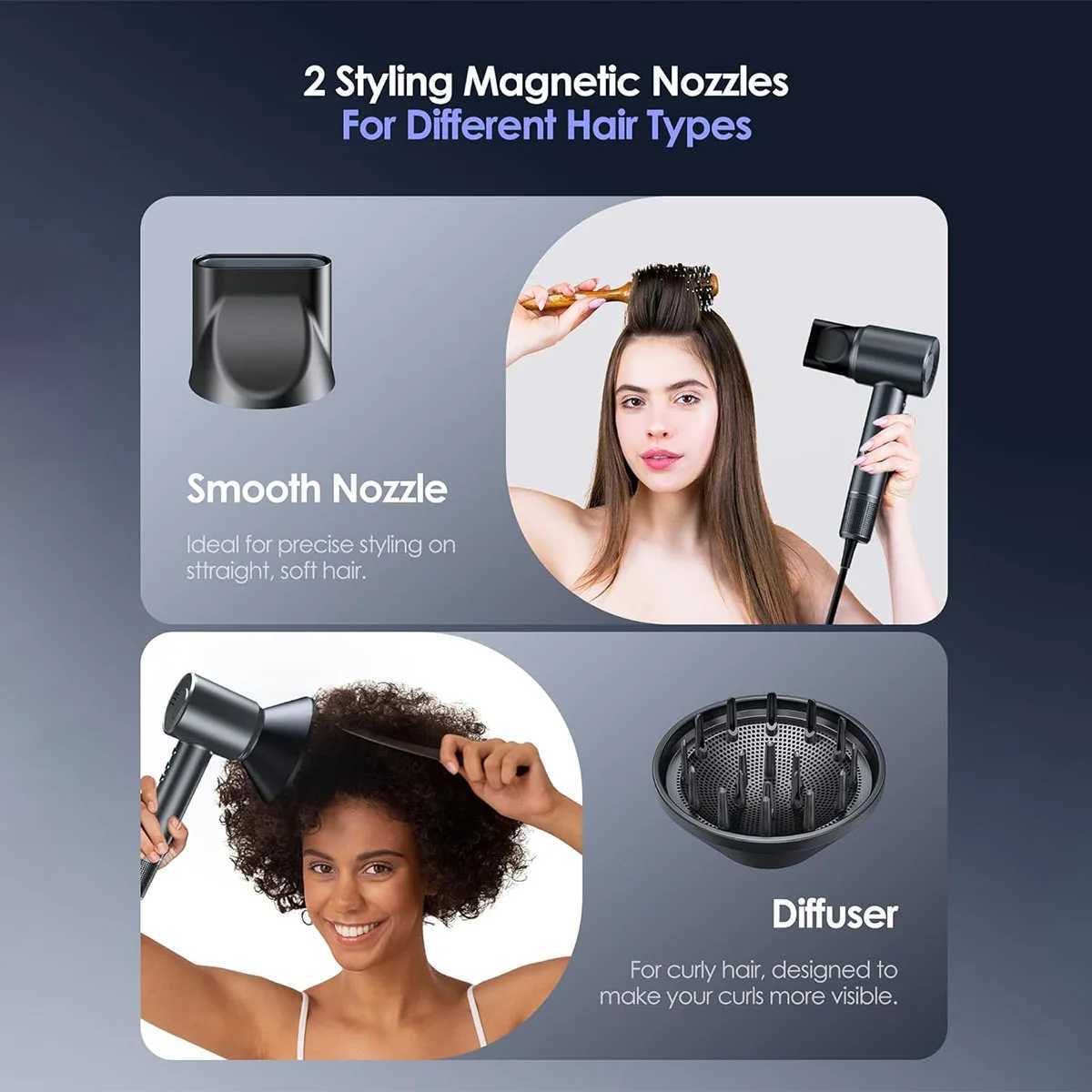 Bopcal Electric Hair Dryer 20000RPM Brushless Negative Ions Blow Dryer 500W Super Powerful Wind Lownoise Salon HairDryer W250220