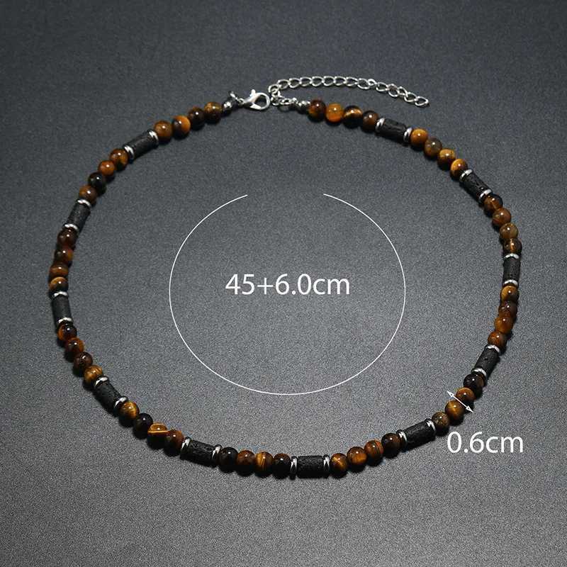 New Bohemian Mens Beaded Necklace Tiger Stone Natural Stone Fashion Trend Design Minimalist Necklace Commemorative GiftXJ250219