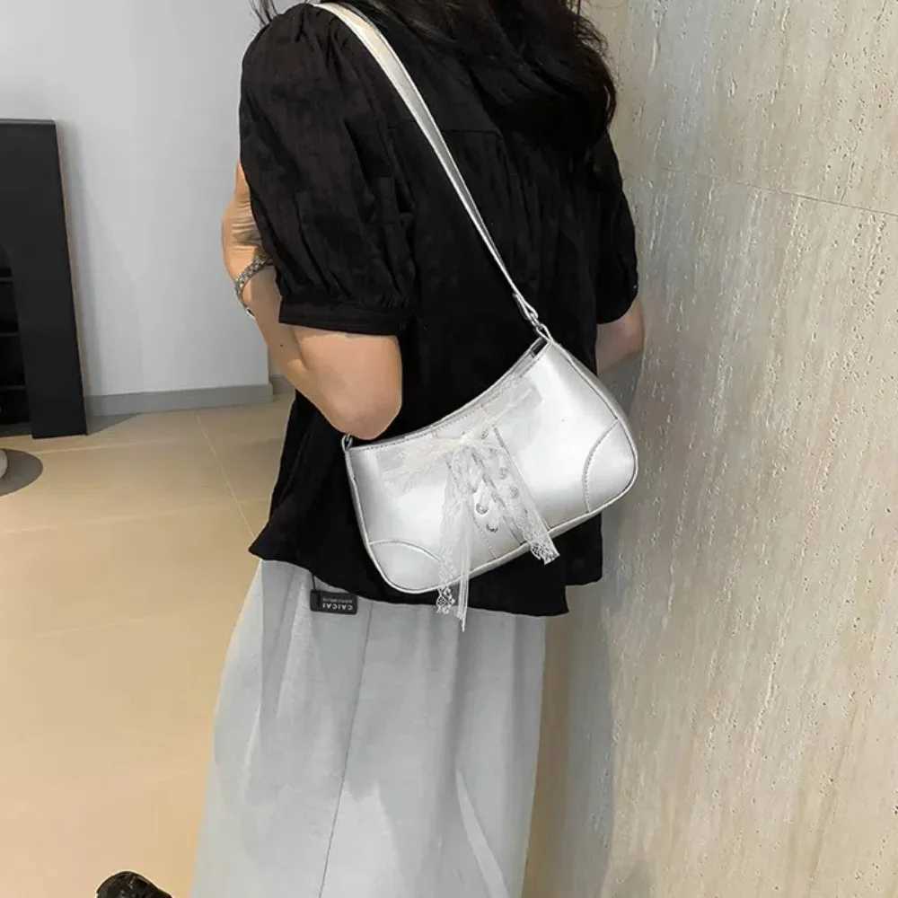 High Quality Bag Y2K Bow Shoulder Purse Large Capacity Korean Style PU Underarm Bag Waterproof Stylish Texture Handbag Work Y250218